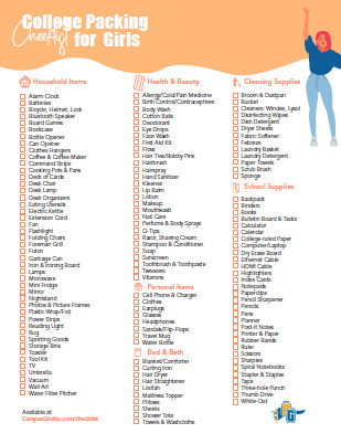 College Packing Checklist for Girls