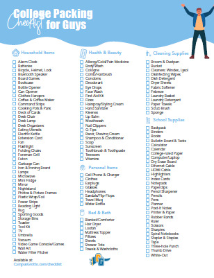 College Packing Checklist for Guys